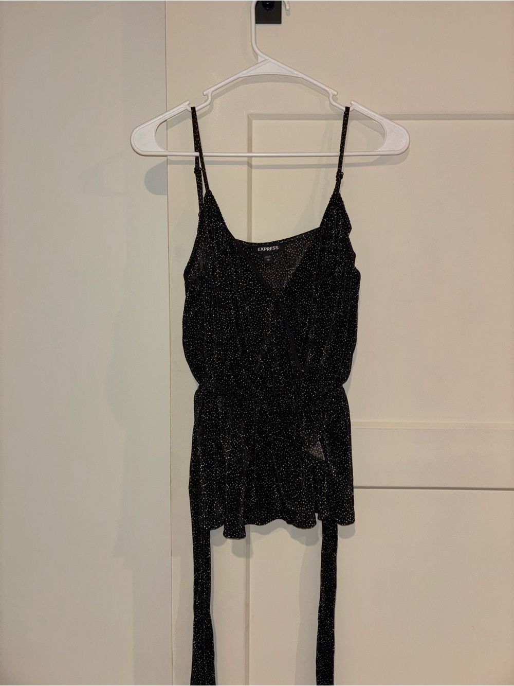 Express Black Sparkle Cami with Peplum Waist